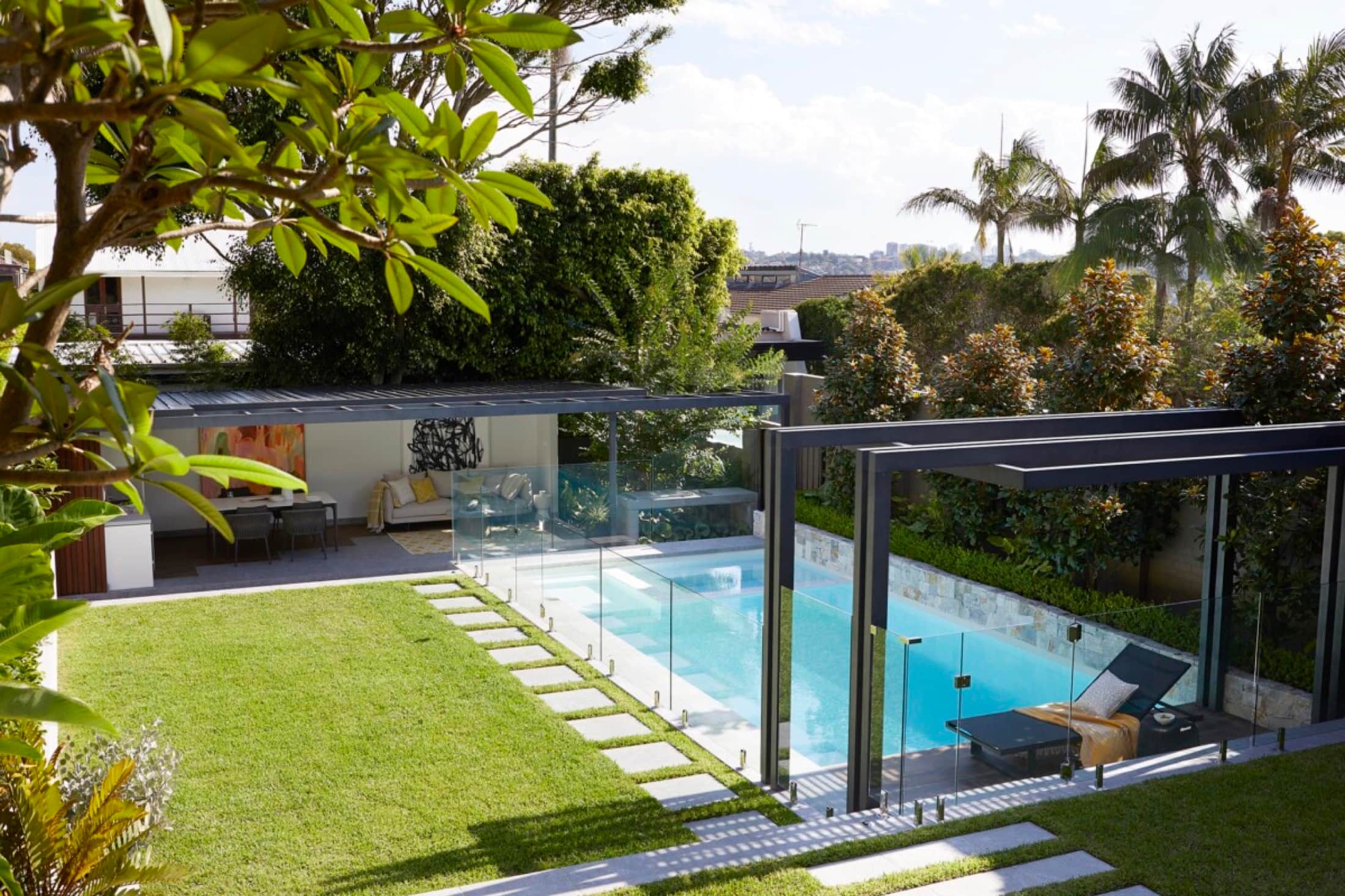 Resort-style landscape and pool design at a Dover Heights home in Sydney's Eastern Suburbs
