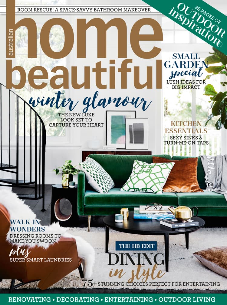 Cover of Australian Home Beautiful magazine, August 2016, with a small-garden special