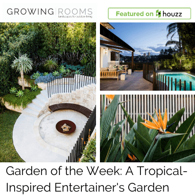 Houzz Garden of the Week feature on a tropical-inspired Growing Rooms entertainer's garden